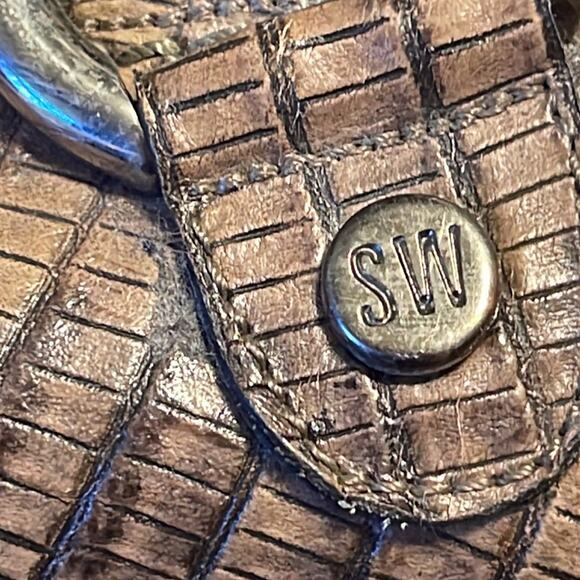 Stuart Weitzman Leather Croc Embossed Mules Clogs Shoes Women's Size 10 - Picture 10 of 11